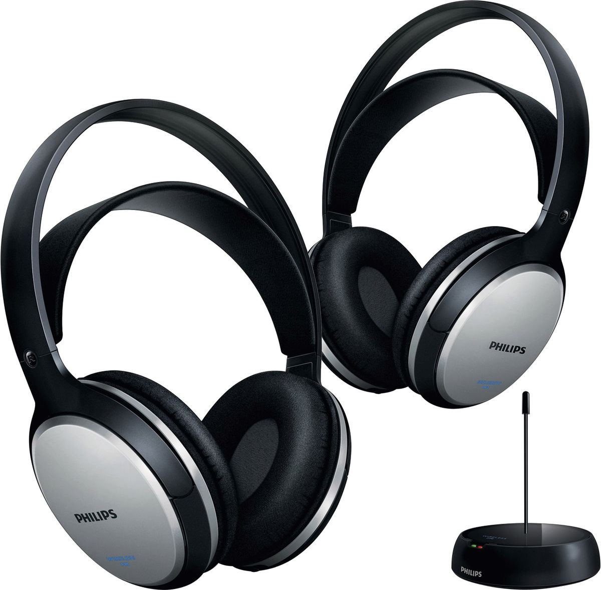 Купить philips SHC5102/10 Double - 2 пары беспроводных наушников  (Black/Silver) в Москве в каталоге полноразмерных наушников с доставкой.  Характеристики, цены в интернет-магазине iCover.