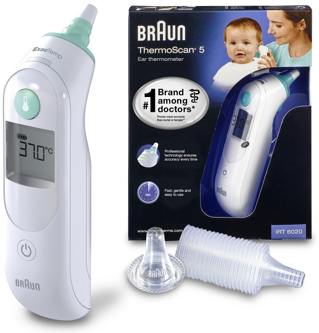 Купить инфракрасный ушной термометр Braun ThermoScan 5 IRT 6020 (White) в  Москве в каталоге термометров с доставкой. Характеристики, цены в  интернет-магазине iCover.