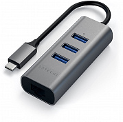 USB-концентратор Satechi Aluminum USB 3.0 Hub & Ethernet ST-TC2N1USB31AM (Space Gray) купить в интернет-магазине icover