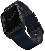 Ремешок Uniq Straden Waterproof Leather/Silicone для Apple Watch 45/44/42 mm (Blue) купить в интернет-магазине icover