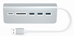 USB-хаб и картридер Satechi Aluminum USB 3.0 Hub & Card Reader ST-3HCRS (Silver) купить в интернет-магазине icover