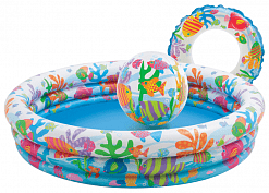 Детский надувной бассейн Intex Рыбки (59469) с мячом и кругом (White) купить в интернет-магазине icover