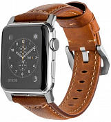 Ремешок Nomad Traditional Strap (NM1A4RST00) для Apple Watch Series SE/6/2/3/4 42/44 mm (Brown/Silver) купить в интернет-магазине icover
