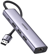 Хаб Ugreen Ethernet Adapter Type-C Power Supply CM475 (60554) USB 3.0 to 3 х USB3.0 / USB Type-C / RJ45 (Space Grey) купить в интернет-магазине icover