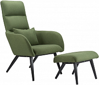 Кресло с подставкой для ног и подушкой Berg Bridjet, зеленое купить в интернет-магазине icover